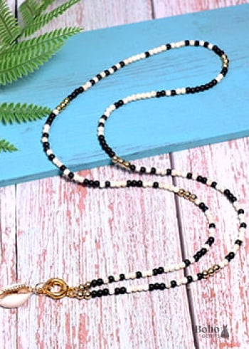 Collar bohemio, concha hippie azul larga