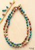 Collar Boho, Collar Mala, Jaspe Imperial Azul y Marrón