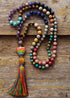 Collar bohemio, collar mala, rosario de cuentas de semillas