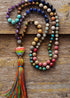 Collar bohemio, collar mala, rosario de cuentas de semillas
