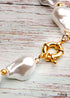 Collar bohemio, gargantilla de perlas, concha blanca