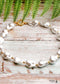 Collar bohemio, gargantilla de perlas, concha blanca
