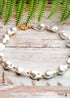 Collar bohemio, gargantilla de perlas, concha blanca