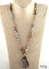 Boho Necklace, RH Amazonite Crystal Druzy Brown Natural Stone