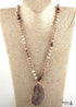Boho Necklace, RH Amazonite Crystal Druzy Brown Natural Stone