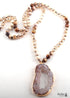 Boho Necklace, RH Amazonite Crystal Druzy Brown Natural Stone