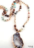 Boho Necklace, RH Amazonite Crystal Druzy Brown Natural Stone