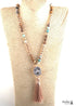Boho Necklace, RH Amazonite Jasper, Crystal Tassel Brown Natural Stone