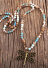Collar bohemio, jaspe amazonita RH, piedra natural marrón libélula
