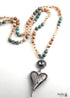 Boho Necklace, RH Amazonite Jasper, Heart Brown Natural Stone