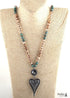 Boho Necklace, RH Amazonite Jasper, Heart Brown Natural Stone