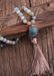 Collar bohemio, jaspe amazonita RH, piedra lunar, verde marrón, rosa