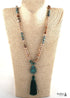 Boho Necklace, RH Amazonite Jasper, Tassel Brown Natural Stone