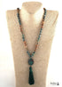 Boho Necklace, RH Amazonite Jasper, Tassel Brown Natural Stone