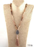 Boho Necklace, RH Amazonite Jasper, Tassel Brown Natural Stone