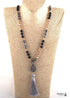 Boho Necklace, RH Amazonite Jasper, Tassel Brown Natural Stone