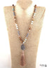 Boho Necklace, RH Amazonite Jasper, Tassel Brown Natural Stone