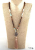 Boho Necklace, RH Amazonite Jasper, Tassel Brown Natural Stone