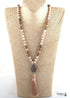 Boho Necklace, RH Amazonite Jasper, Tassel Brown Natural Stone