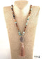 Boho Necklace, RH Amazonite Jasper, Tassel Brown Natural Stone