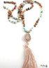 Boho Necklace, RH Amazonite Jasper, Tassel Brown Natural Stone