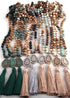 Boho Necklace, RH Amazonite Jasper, Tassel Brown Natural Stone