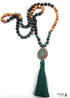 Boho Necklace, RH Amazonite Jasper, Tassel Brown Natural Stone
