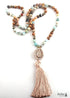 Boho Necklace, RH Amazonite Jasper, Tassel Brown Natural Stone