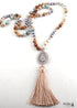 Boho Necklace, RH Amazonite Jasper, Tassel Brown Natural Stone
