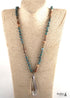 Boho Necklace, RH Antique Drop Crystal Lava Stone
