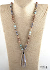 Boho Necklace, RH Antique Drop Crystal Lava Stone