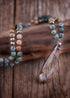 Boho Necklace, RH Antique Drop Crystal Lava Stone