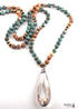 Boho Necklace, RH Antique Drop Crystal Lava Stone