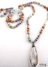 Boho Necklace, RH Antique Drop Crystal Lava Stone