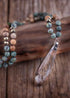 Boho Necklace, RH Antique Drop Crystal Lava Stone