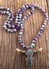 Boho Necklace, RH Antique Horn Crystal Lava Stone