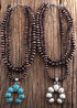 Boho Necklace, RH Antique Moon Metal Turquoise Blue Flower