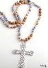 Boho Necklace, RH Antique Silver Cross, Lava Stone