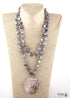 Boho Necklace, RH Big Crystal Shell Purple Necklaces