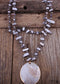 Boho Necklace, RH Big Crystal Shell Purple Necklaces