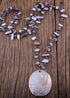 Boho Necklace, RH Big Crystal Shell Purple Necklaces
