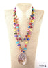 Boho Necklace, RH Big Crystal Shell Purple Necklaces