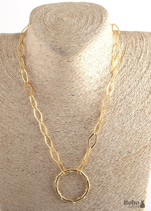 Collar bohemio con hoja de oro y cobre RH