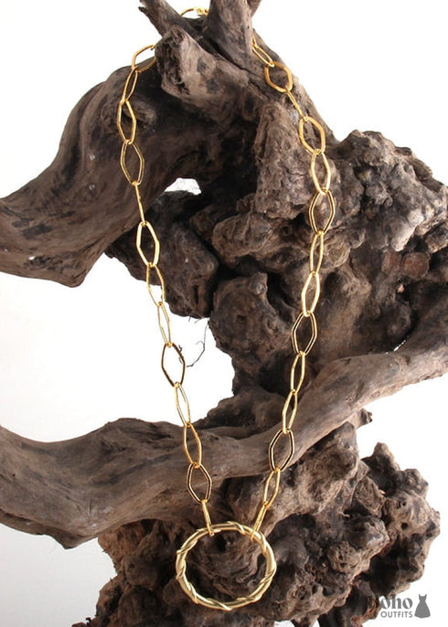 Collar bohemio con hoja de oro y cobre RH