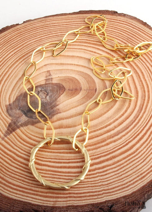 Collar bohemio con hoja de oro y cobre RH