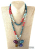 Boho Necklace, RH Crystal Butterfly Blue Natural Stone