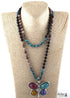 Boho Necklace, RH Crystal Butterfly Blue Natural Stone