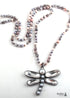 Boho Necklace, RH Crystal Dragonfly Blue Natural Stone