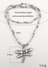 Boho Necklace, RH Crystal Dragonfly Blue Natural Stone