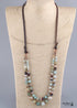 Collar Boho, RH Piedras Naturales Preciosas Eslabones con Cuero